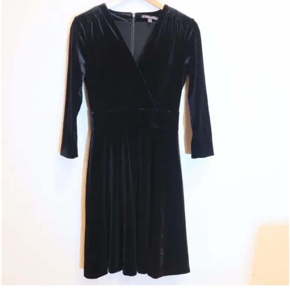 Brooks Brothers Y2K Black Long Sleeve Velvet Dress